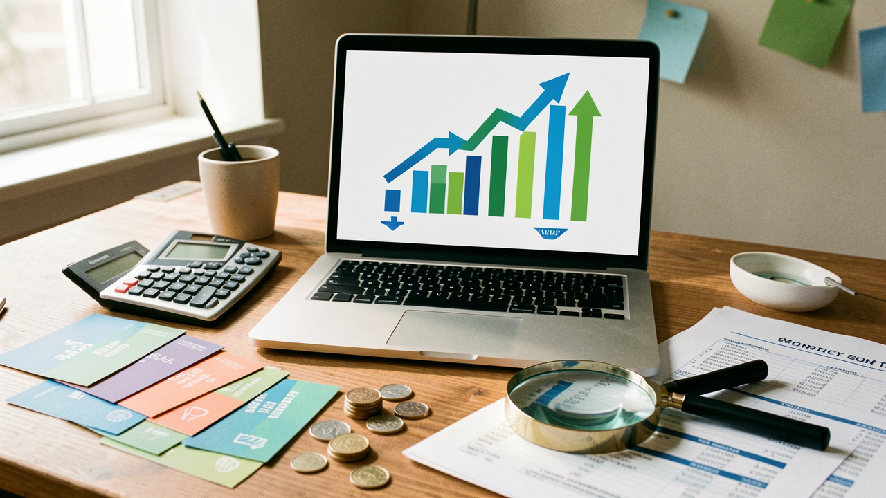 Bureau d’une PME présentant des outils d’analyse financière et marketing pour mesurer la rentabilité des campagnes avant de réduire le budget.